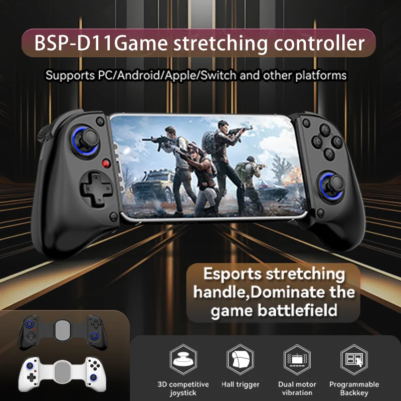 

D11 Stretch Game Controller Gamepad Hall Trigger For Switch Macro Programming PC Android IOS Bluetooth For XBOX Streaming V1Y9