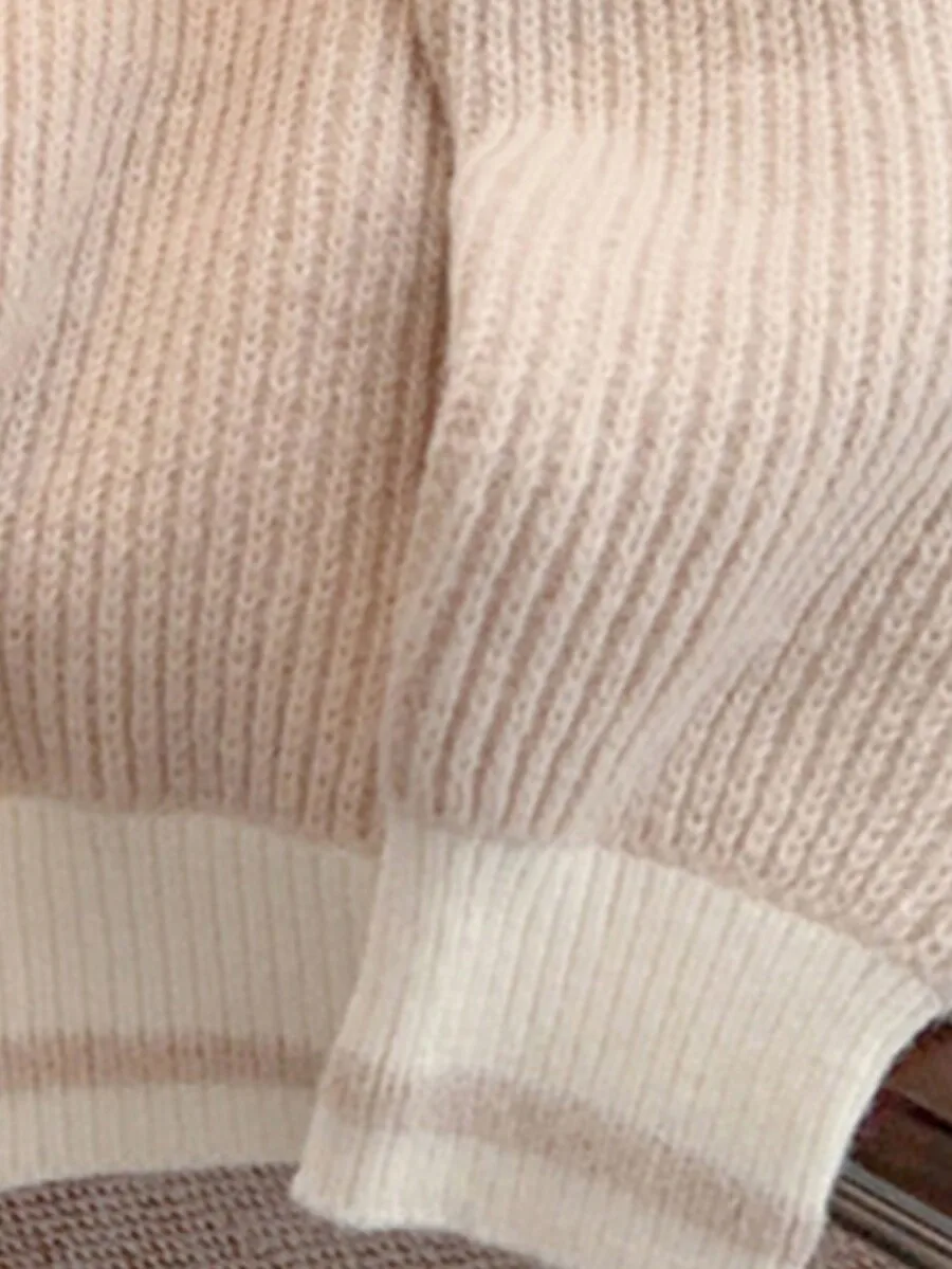 

Womens Turn-Down Collar Knitted Cardigan Korean Style Loose Casual Sweater