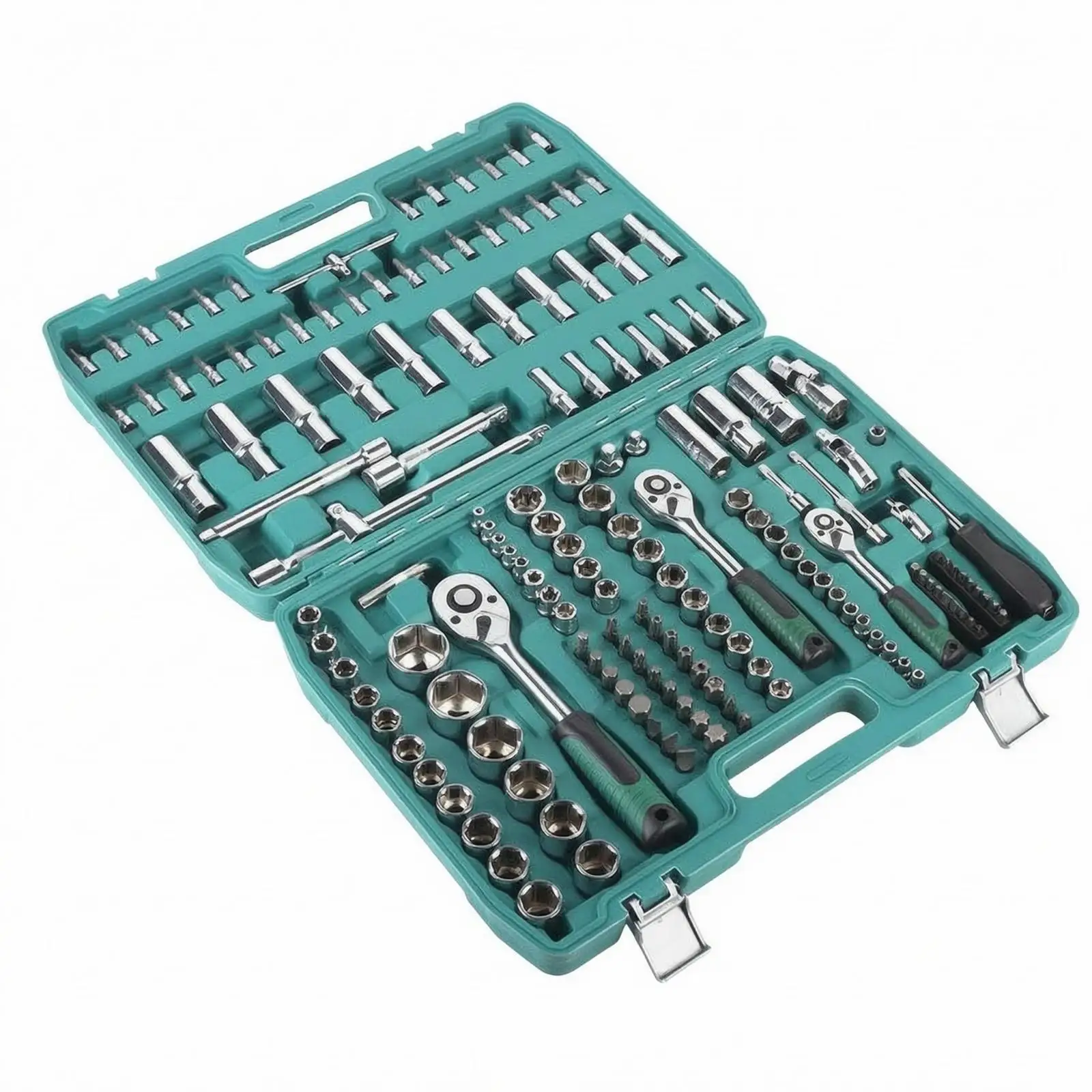 Socket Wrench Repair Kit Hard Case Socket Wrench Toolkit Mechanic Tool Kit Metal Latches Molded Handle