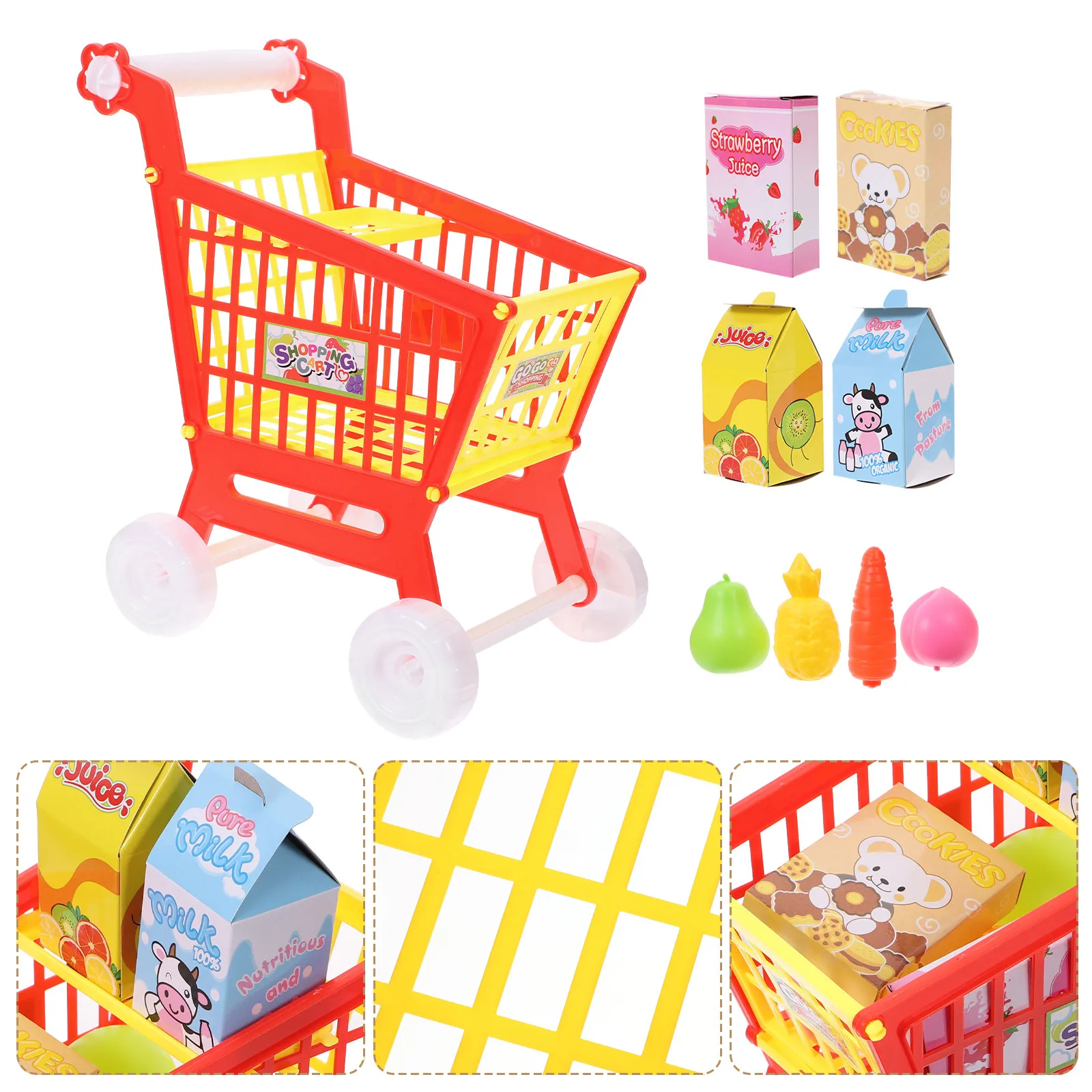 

1Set Funny Child Shopping Cart Plaything Simulation Supermarket Trolley for Kids Play House Activity Enhances Imagination
