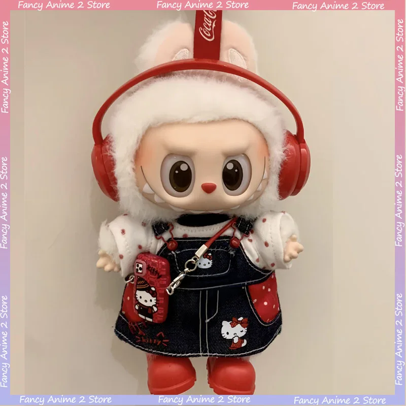 

Kawaii Labubu Clothes Trendy Hellokitty Cartoon Strap Skirt Suspender Trousers for 17cm V1/V2/V3 Doll Clothes Decora Girl Gift
