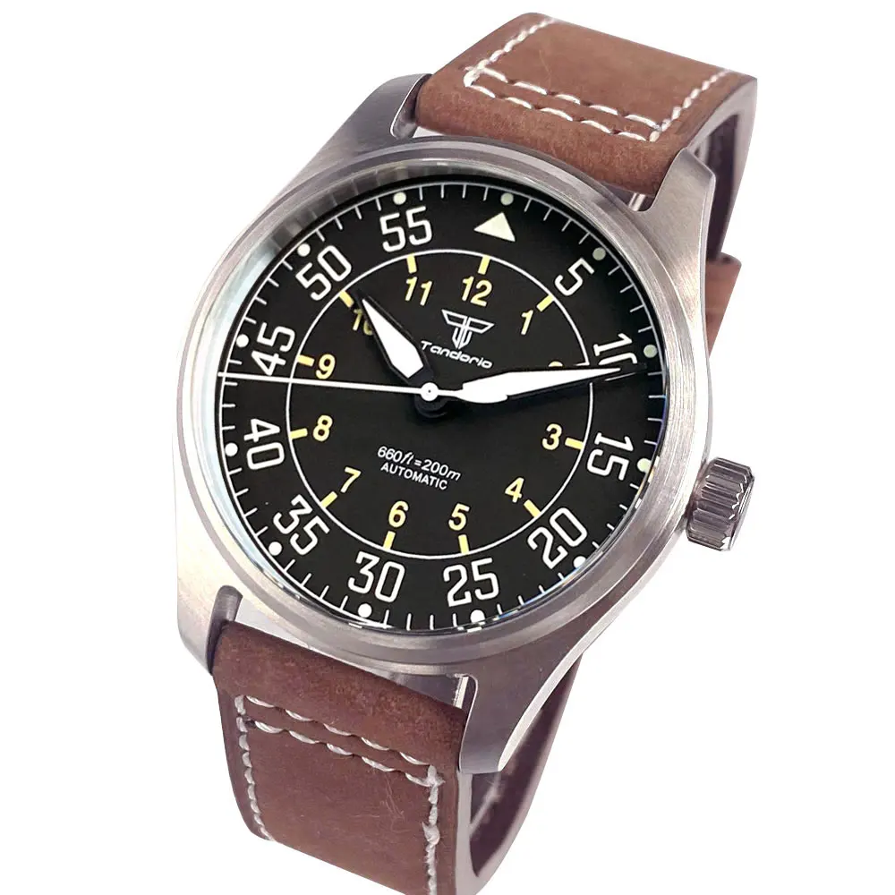 Automatische Pilotenuhr für Herren, 39 mm, Miyota8215, 20 bar, wasserdicht, mechanisch, Retro-Fliegeruhren, Saphirglas, 316L-Stahl – Detail 17