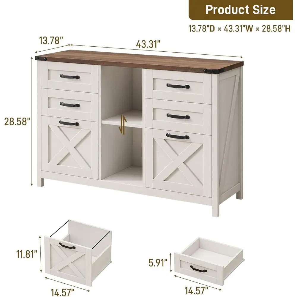Lateral ile Cabinet with 6 Ders, armhouse iling Cabinet or Letter/A4 Size, Wood ile Storage CabiPrinter Stand with Open Storage