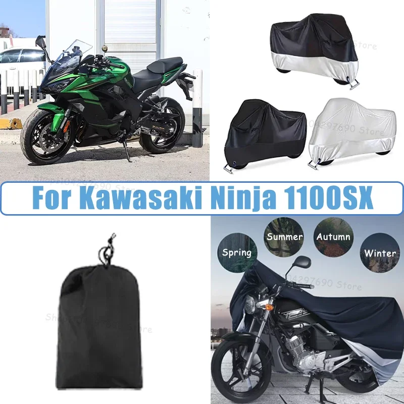 210D Oxford Motorcycle Cover Waterproof All Season UV Protection For Kawasaki Ninja 1100SX Anti-Tear Windproof Motorbike Cover