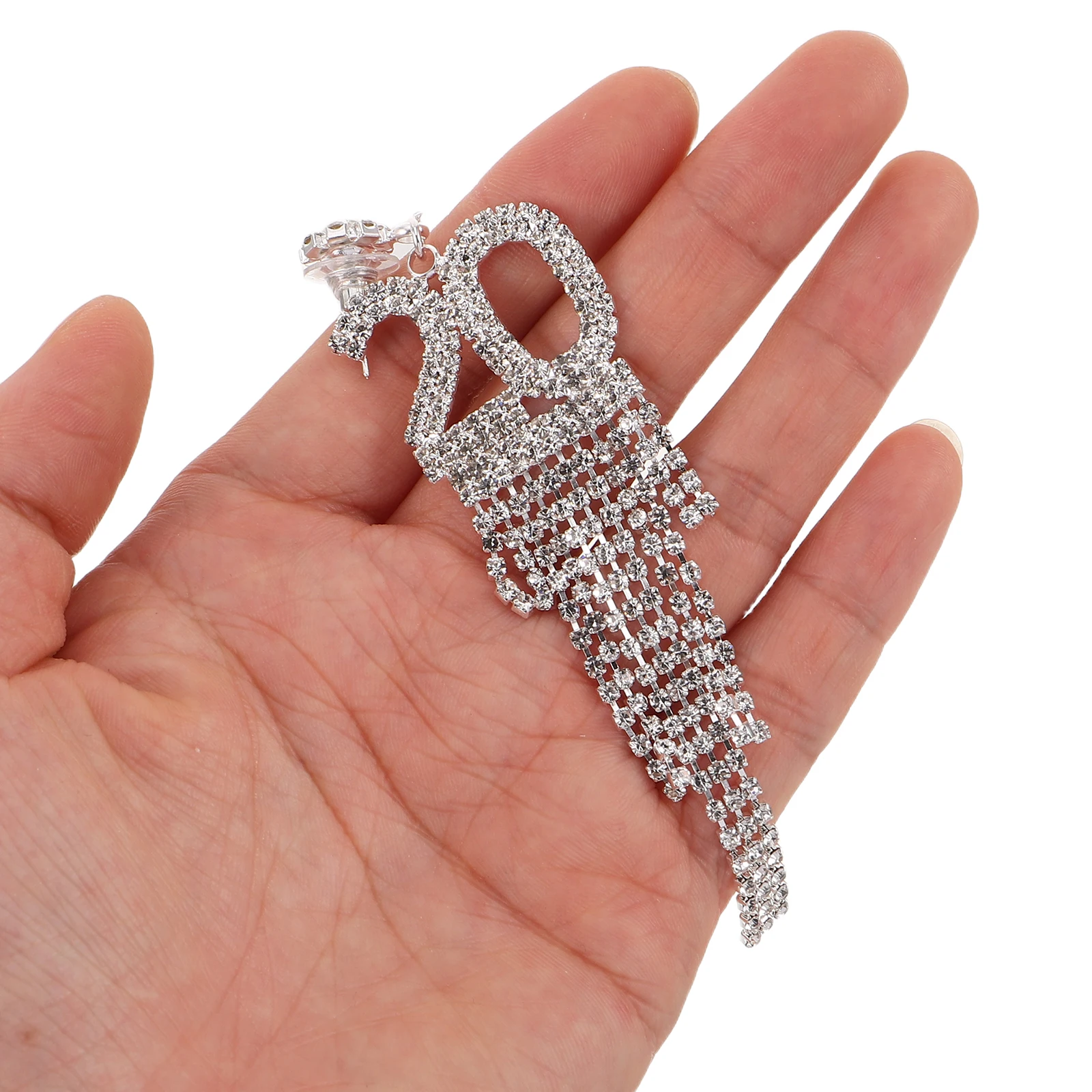 

1Pair Rhinestone Tassel Chain Drop Earrings 2026 for New Years Eve Party Long Dangle Statement Earrings Sparkling Festive