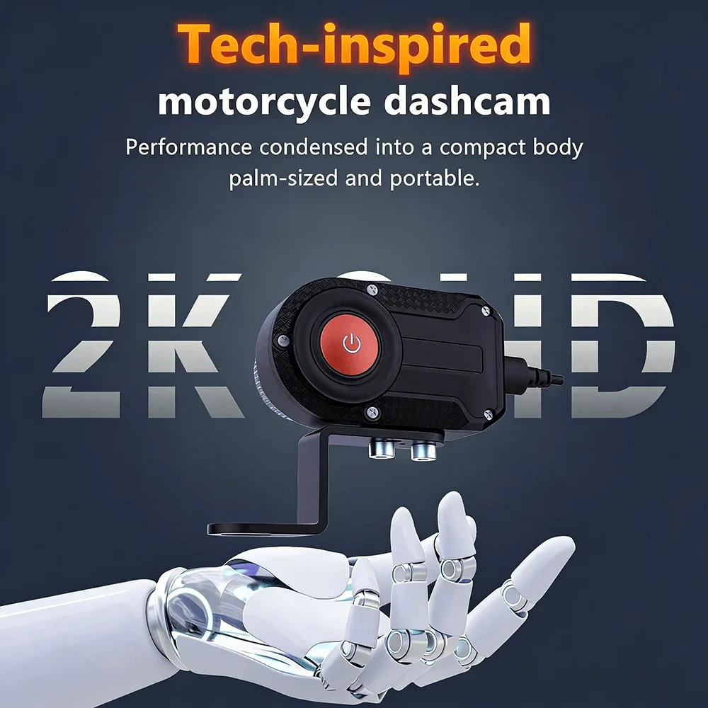 Waterproof Motorcycle Camera 2K HD DVR IP66 Dustproof Rainproof 170° Wide Angle Lens Loop Recording with GSensor WiFi Connection