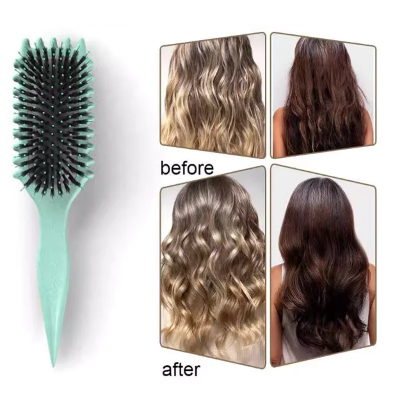 Curling Hair Brush Curls Styling Boar Bristle Detangling Hair Brush Anti Tangled Hair Comb Shaping Defining Curls Barber Salon