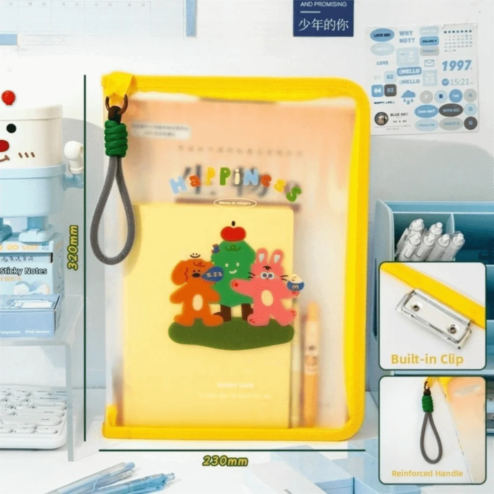 大容量 A4 ファイル収納袋手持ちポータブルファイルバッグ透明防水データ収納袋文具収納