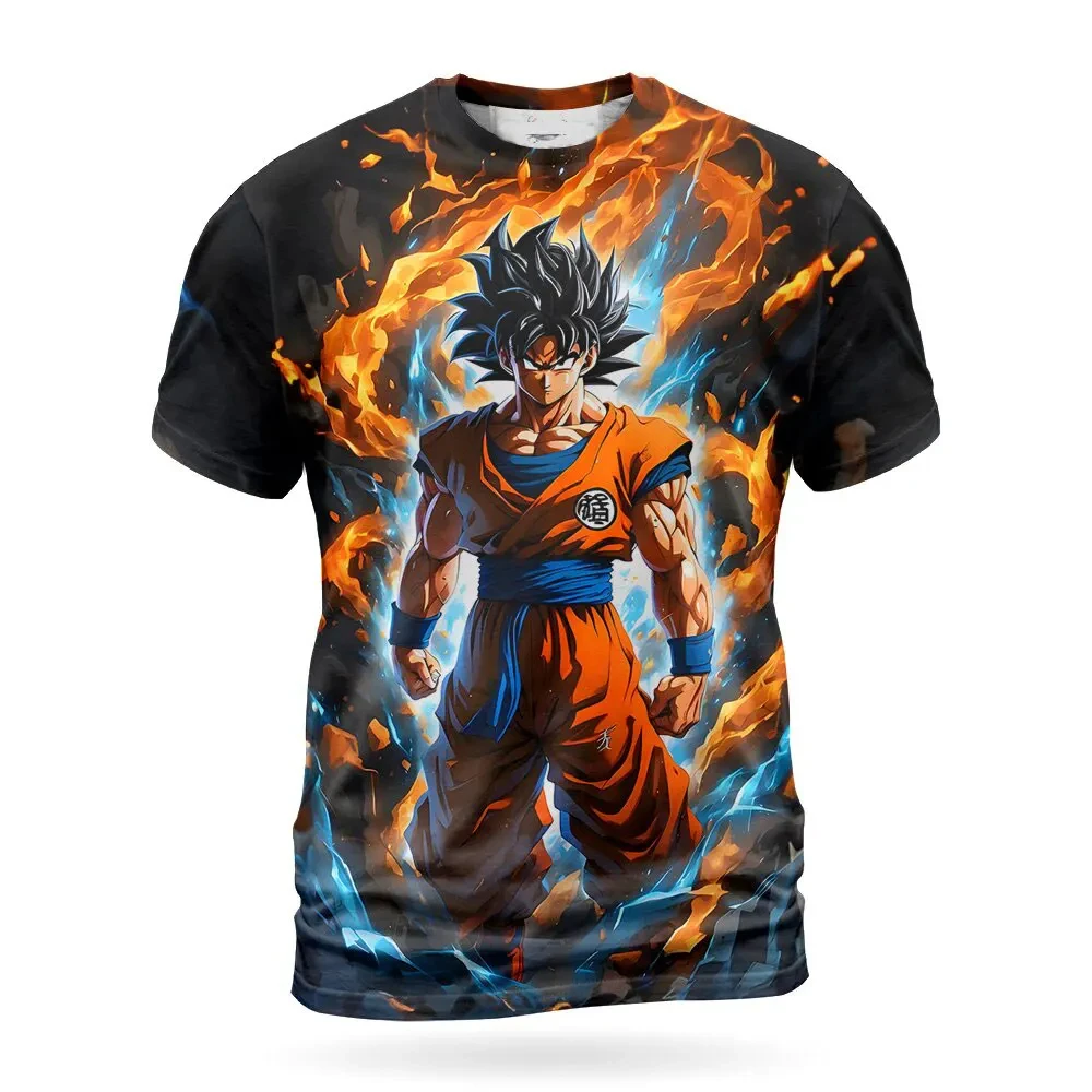 Men's 2026 Summer New 3D Printed Dragon Ball Z Super Saiyan Goku T-shirt Women's Children's Casual Sports Fashion Tops Clothing