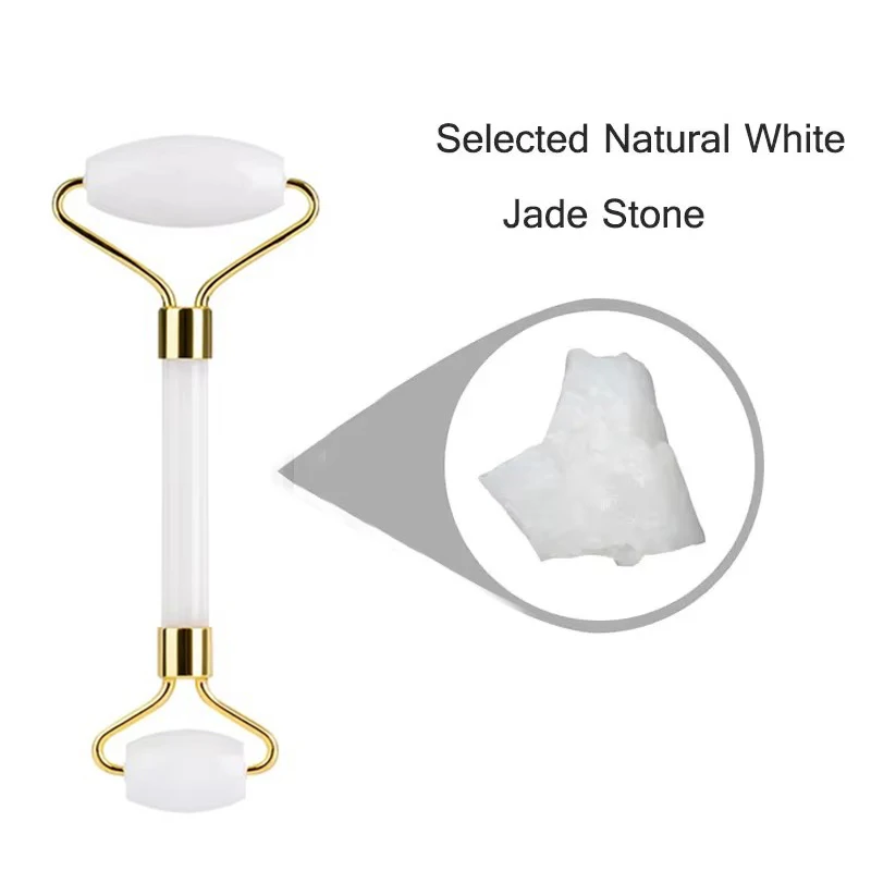 Cold Therapy White Jade Eye Mask Roller Gua Sha Jade Massager For Face Lifting Anti Aging Beauty Skin Care Massage Tools