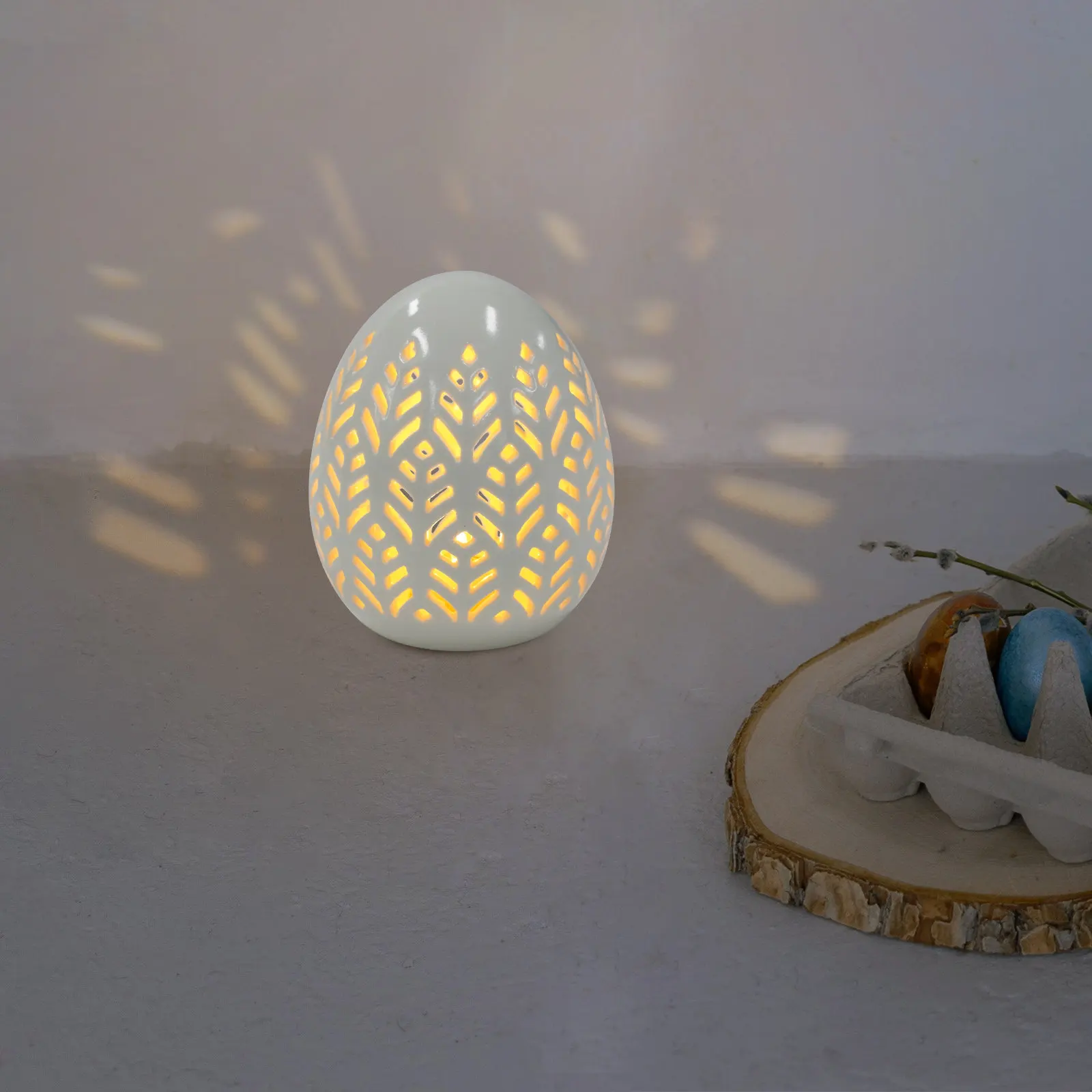 

Керамические светодиодные лампы-ночники в форме яиц для пасхального декора, 7,5x7,5x10 см, белые, для украшения обеденного стола