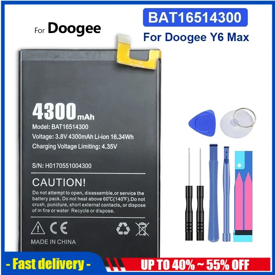 BAT16514300 High Quality Replacement Battery For Doogee Y6 Max Y6Max Smart Phone Parts Bateria Batterie + Free Tools