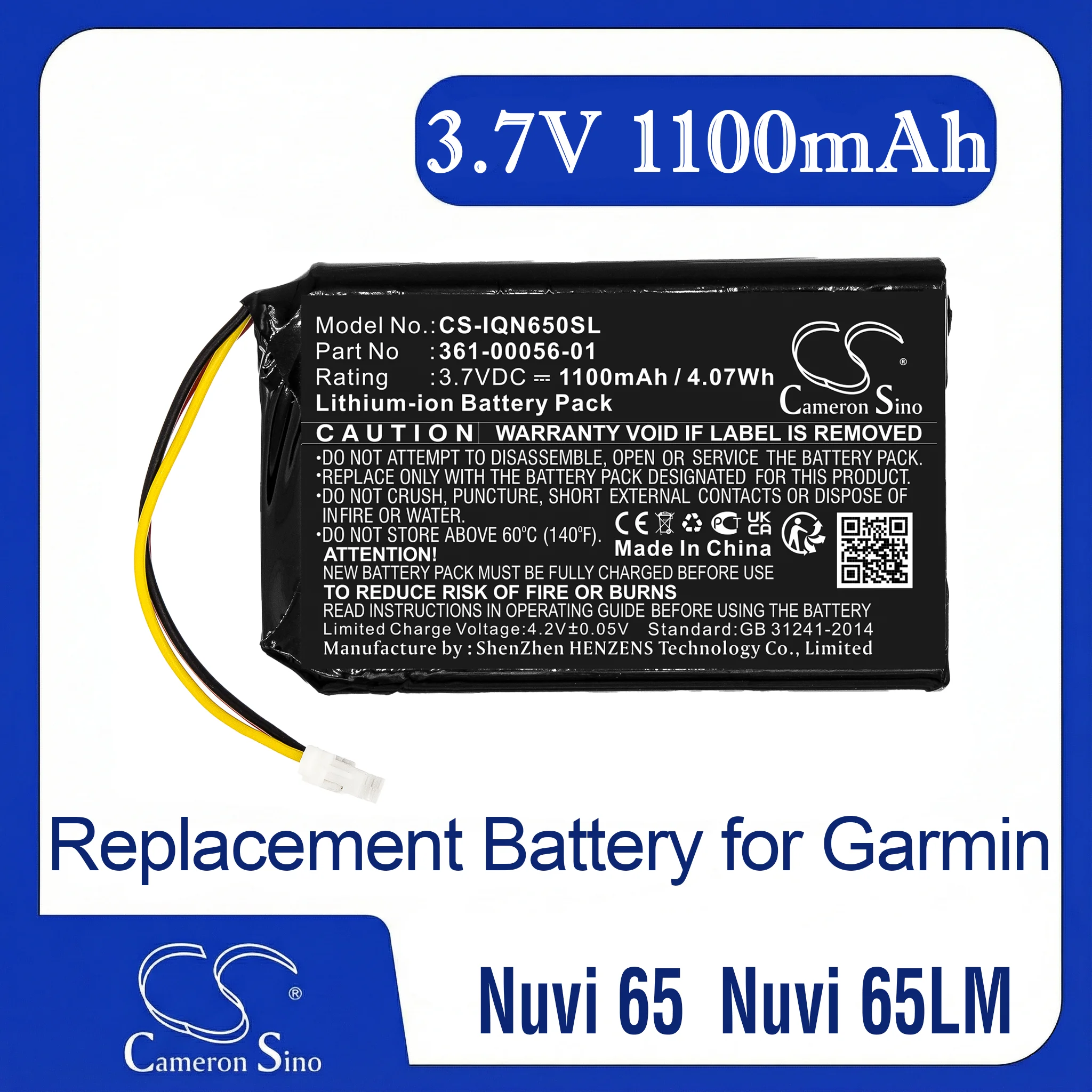 

Cameron Sino Replacement Battery for Garmin 010-01211-01, Dash Cam 35, Nuvi 53, Nuvi 53LMT,, Fits P/N 361-00056-01