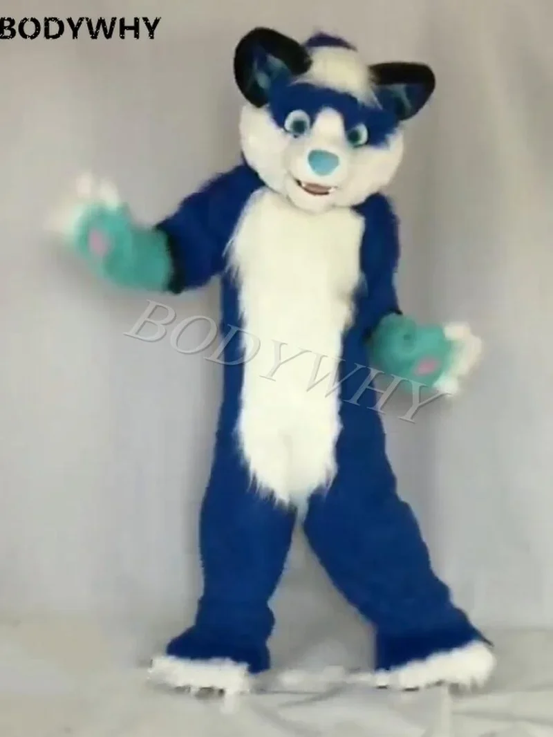 Luxury BlueFursuit Husky Dog Mascot Outfit Cosplay Birthday Party Fursuit