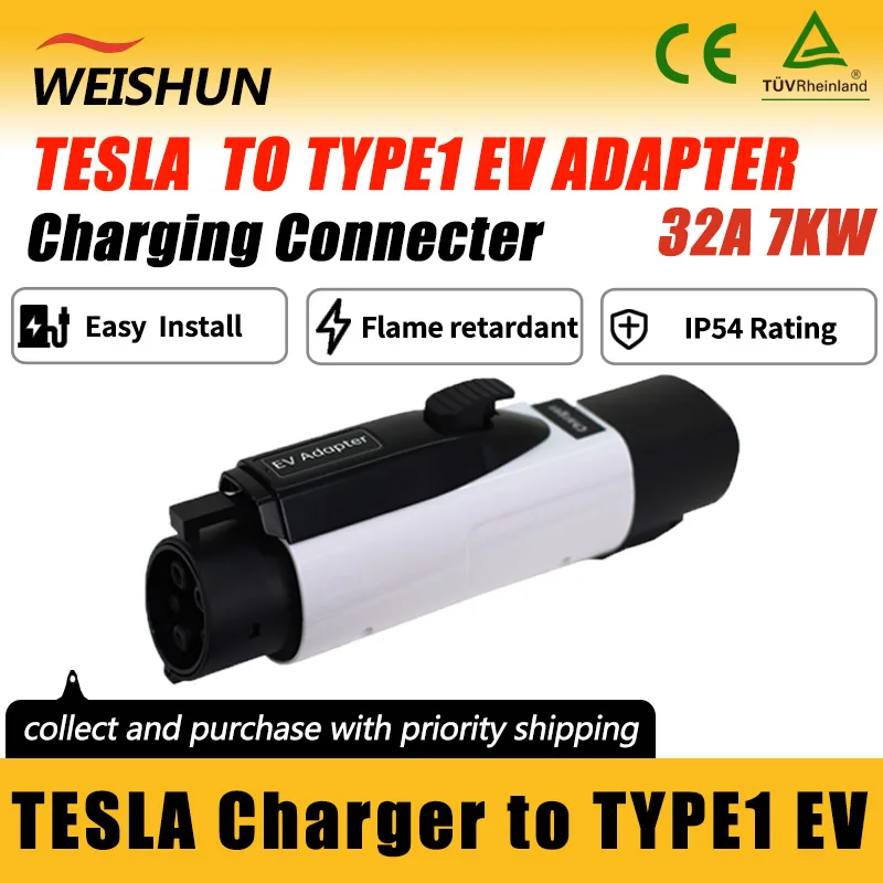 

Tesla to Type1/J1772 EV Adapter Electric Vehicle Charger Connecter for 16A/32A Tesla Charger to Type1 Electric Car Adapter