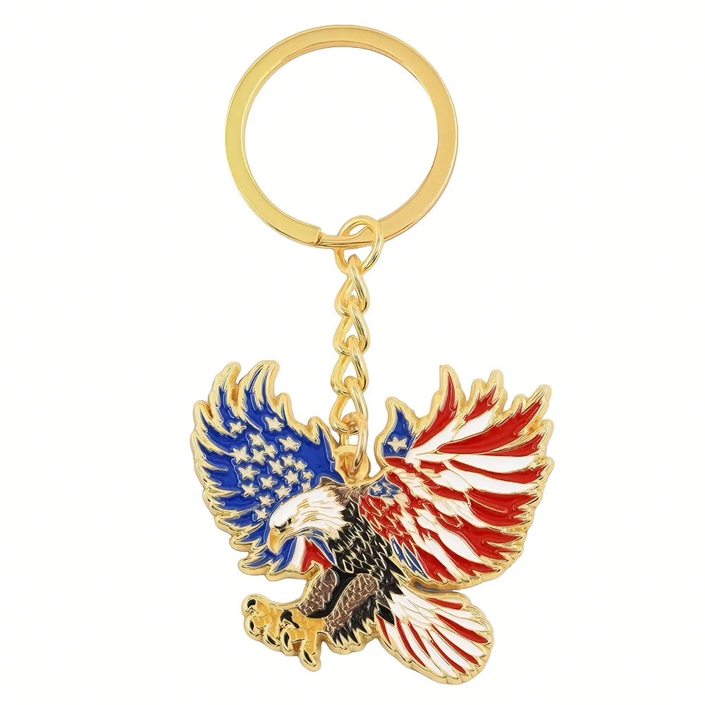 Llavero Esmaltado con Bandera Americana de Águila Calva, Colgante Decorativo para Celebraciones del Día de la Independencia Patriótica de EE. UU.