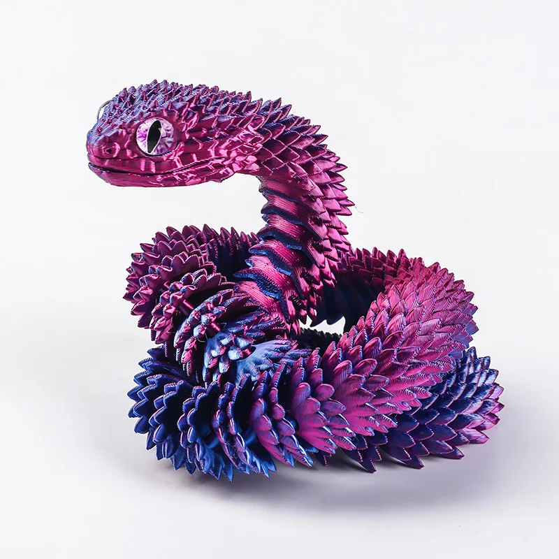 3D Printed Snake Home Desk Ornament Rotatable Office Realistic Snake Statue Table Decoration Landscape Figurines Accessorie