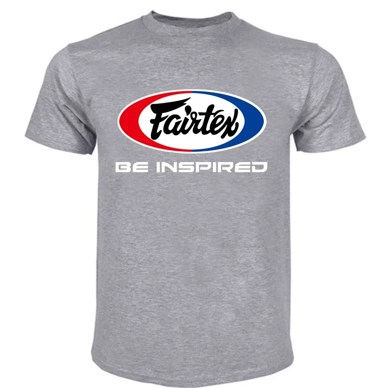 New Fairtex Kickboxing Muay Thai T shirt S-2XL sporting goods equipment apparel male brand teeshirt men summer Round Collar 2024