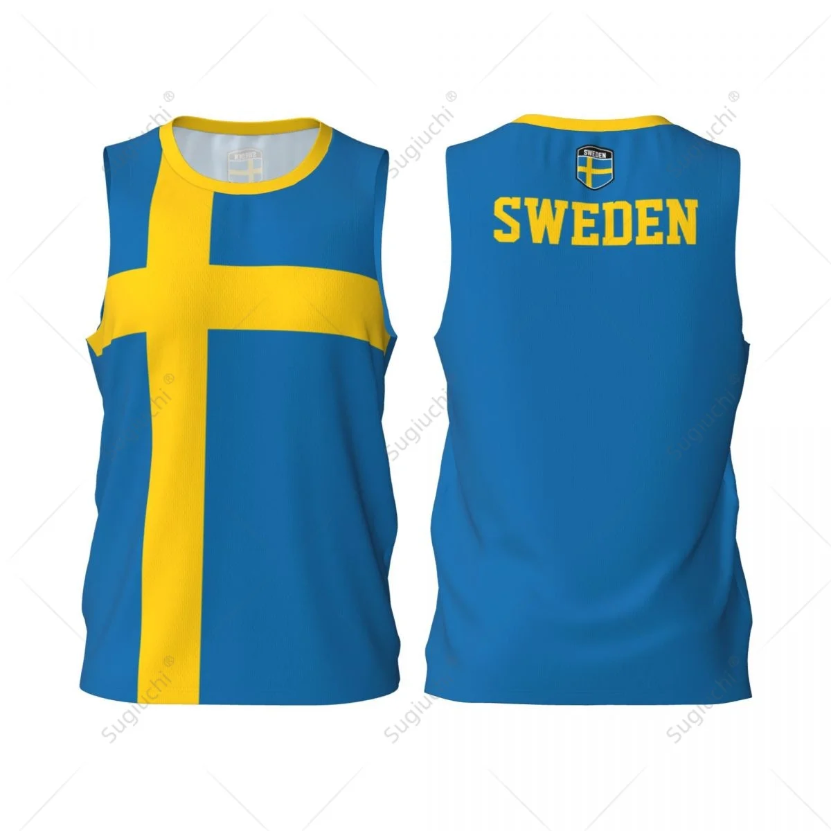 Sweden Flag Men Basketball Sports Running Fitness Multifunction Sleeveless tshirt Exclusive Custom Name Nunber