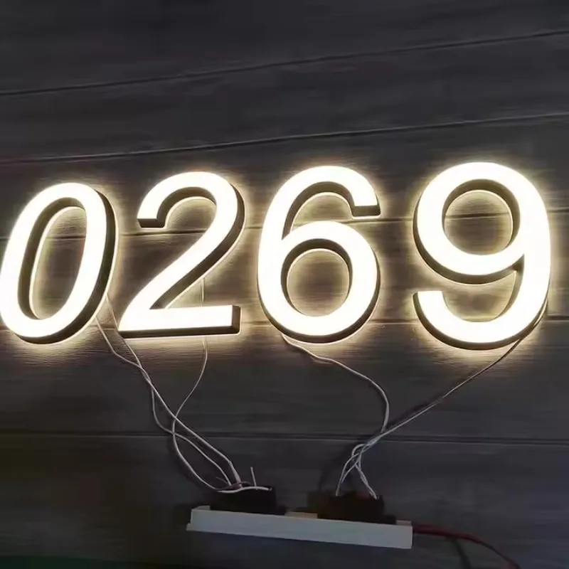 Custom LED House Number for Home Apartment Hotel Door Plates 3D Illuminated Address Number Signs Outdoor Waterproof Door Plate