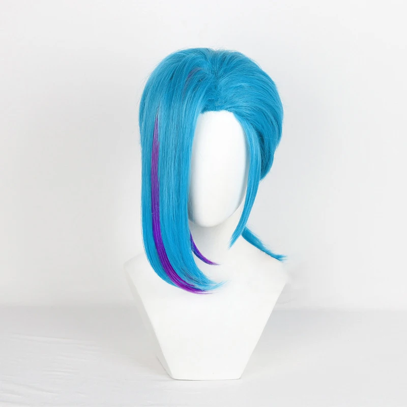 Jinx Cosplay Wig Length 45 cm Game LOL Blue High-Temperature Wire Temperature Hair Strands Performance Halloween For Women