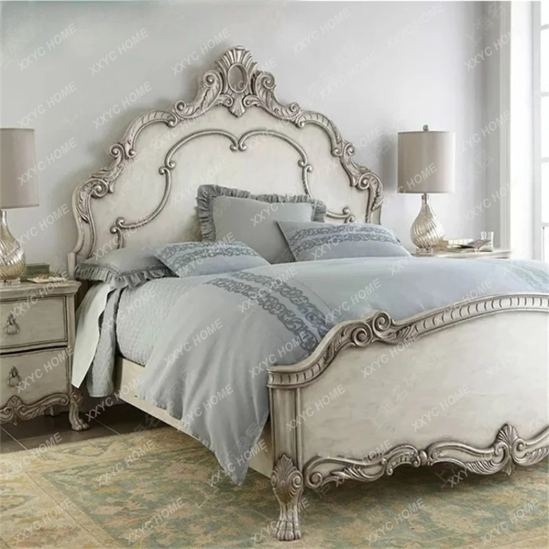 

Двуспальная кровать LXvintage из массива дерева, изготовленная из старинной резной кровати.