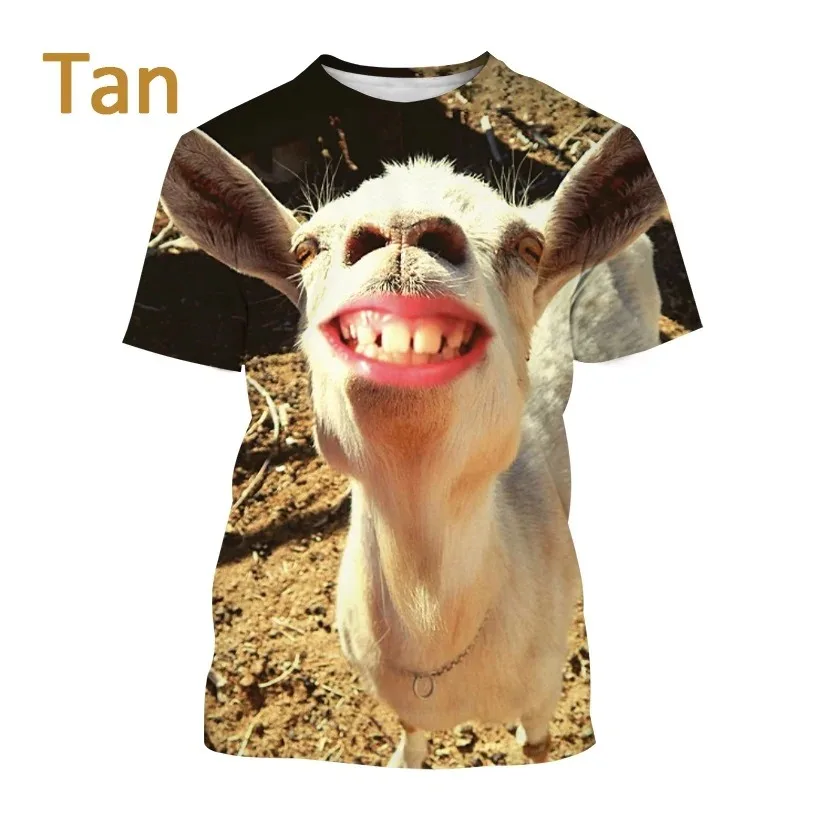 2024 New Funny Animal Goat Men\'s T-shirts Women\'s 3D Printing T-shirt Casual Round Neck Short-sleeved Street Style T-shirt Tops