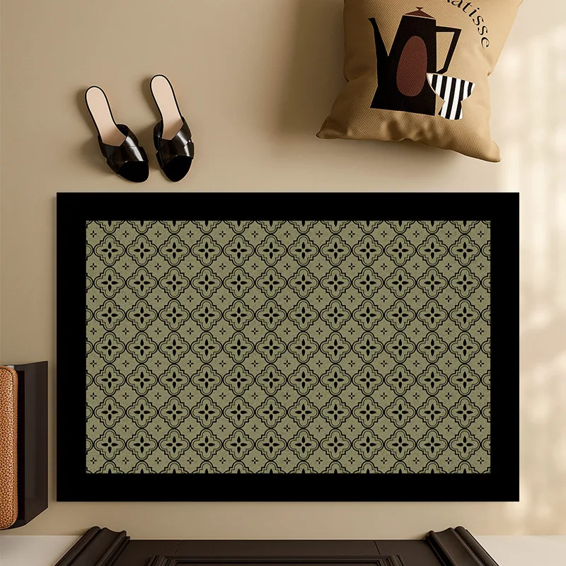 Vintage Geometric PVC Loop Doormat Wear-resistant Cuttable Anti-slip Entrance Mat Front Door Sand Scraping Floor Rug