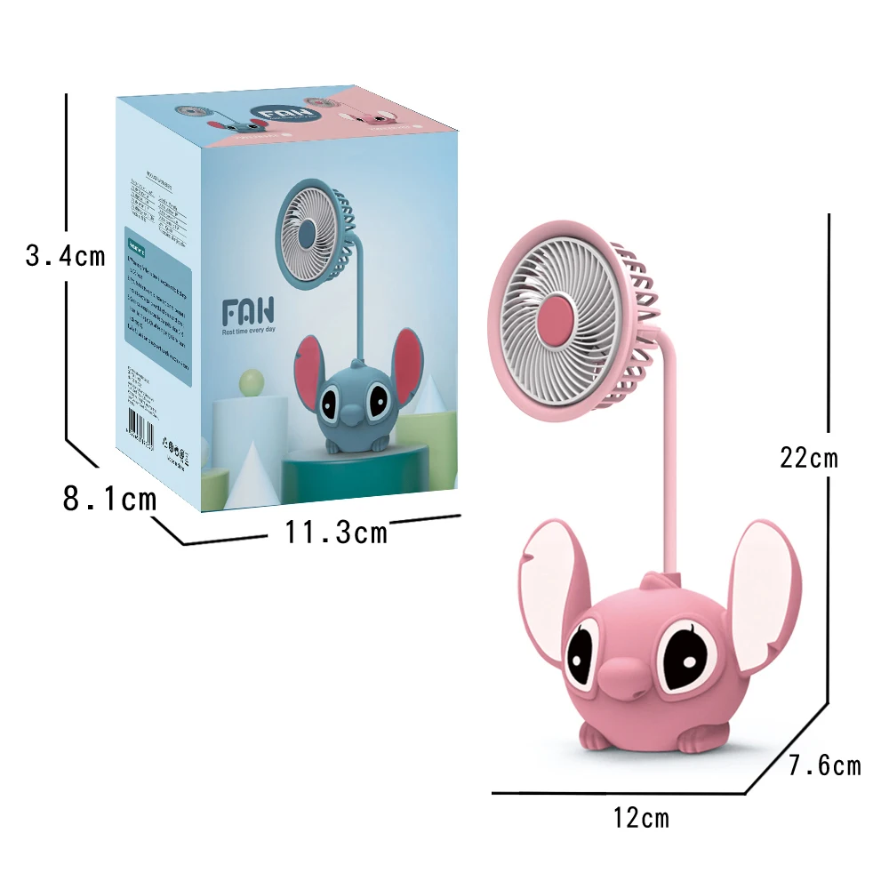 Cartoon Fan Stitch USB Handheld Small Fan Mobile Phone Stand Anime Figure outdoor Indoor Durable Portable Silent Fan Toy