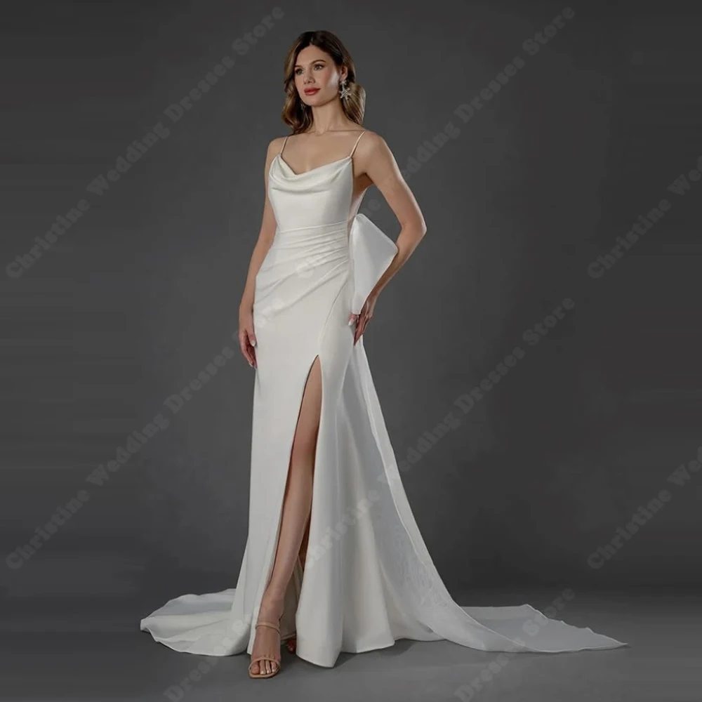 2025 Sexy Spaghetti-trägern Frauen Brautkleider Elegante Meerjungfrau Prom Kleider Wischen Länge Bankett Vestidos De Novia Angepasst