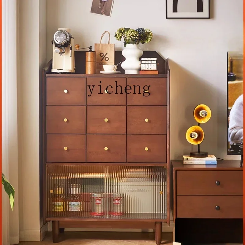 ZC all solid wood nine chest cabinet, living room against the wall, TV side cabinet, medieval dining side locker