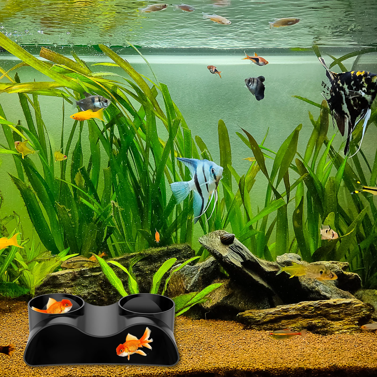 Aquarium Underground Tunnel Underground Double-hole Fish Hideout Lounge Cave Fish Tank Decor Accessory