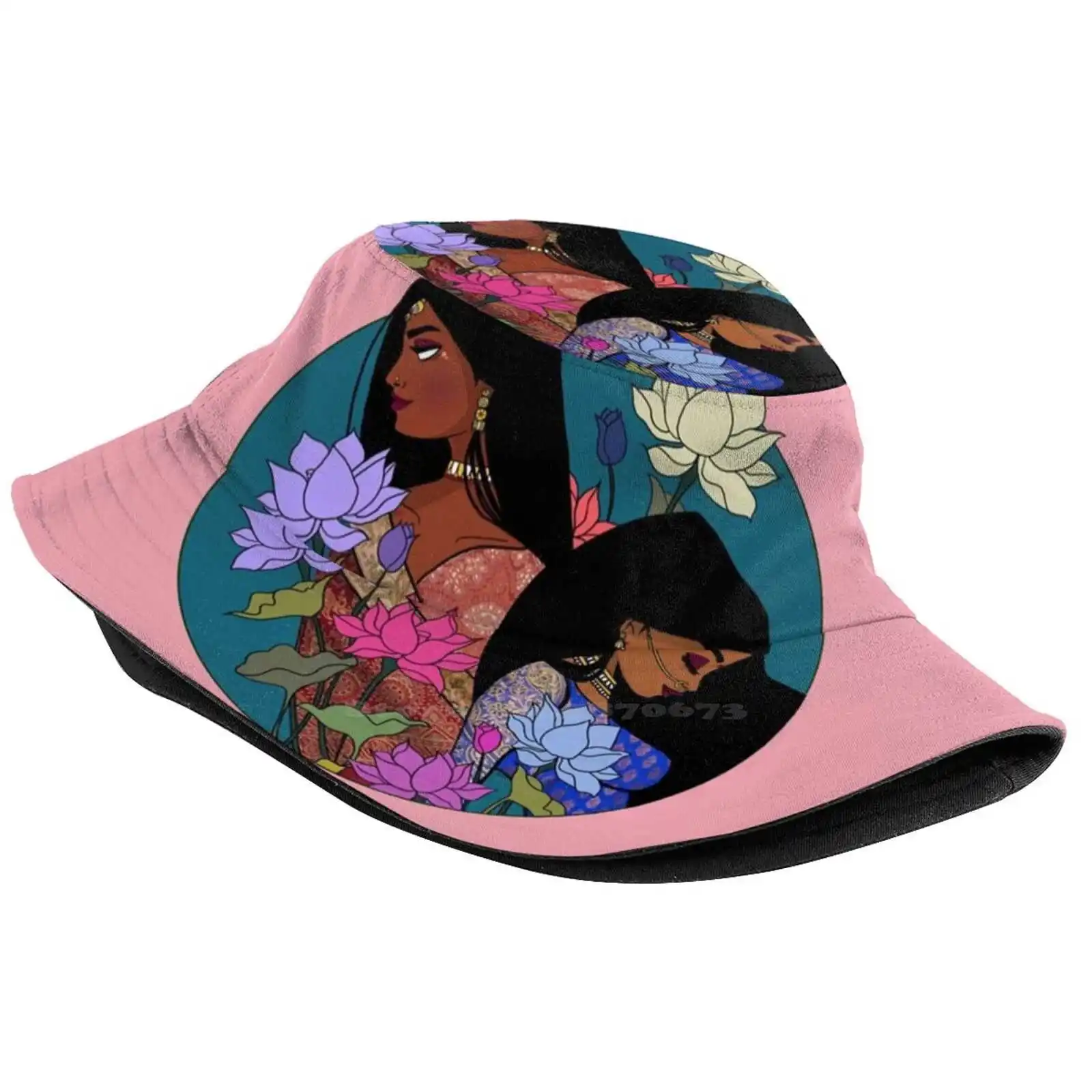 Vanakkam Uv Protection Foldable Bucket Hats Women Men Brown People Sri Lankan Girl Devniew Devnieart Devnie Waragoda Vanakkam