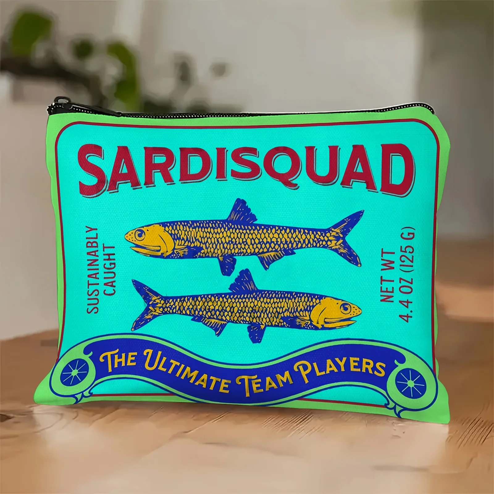 حقيبة مستحضرات التجميل الصغيرة من القصدير من Sardines، حقيبة ملحقات الأسماك المعلبة، حقيبة صغيرة عصرية من Sardines، حقيبة بسحاب من Sardines، مقلمة ريترو #4