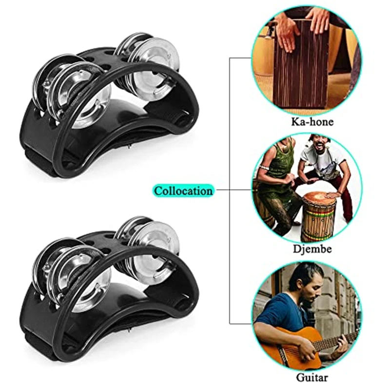 2PC Elliptical Drum Companion Hand Foot Jingle Drum Children Musical Educational Tambourine Percussion Instruments For KTV Party