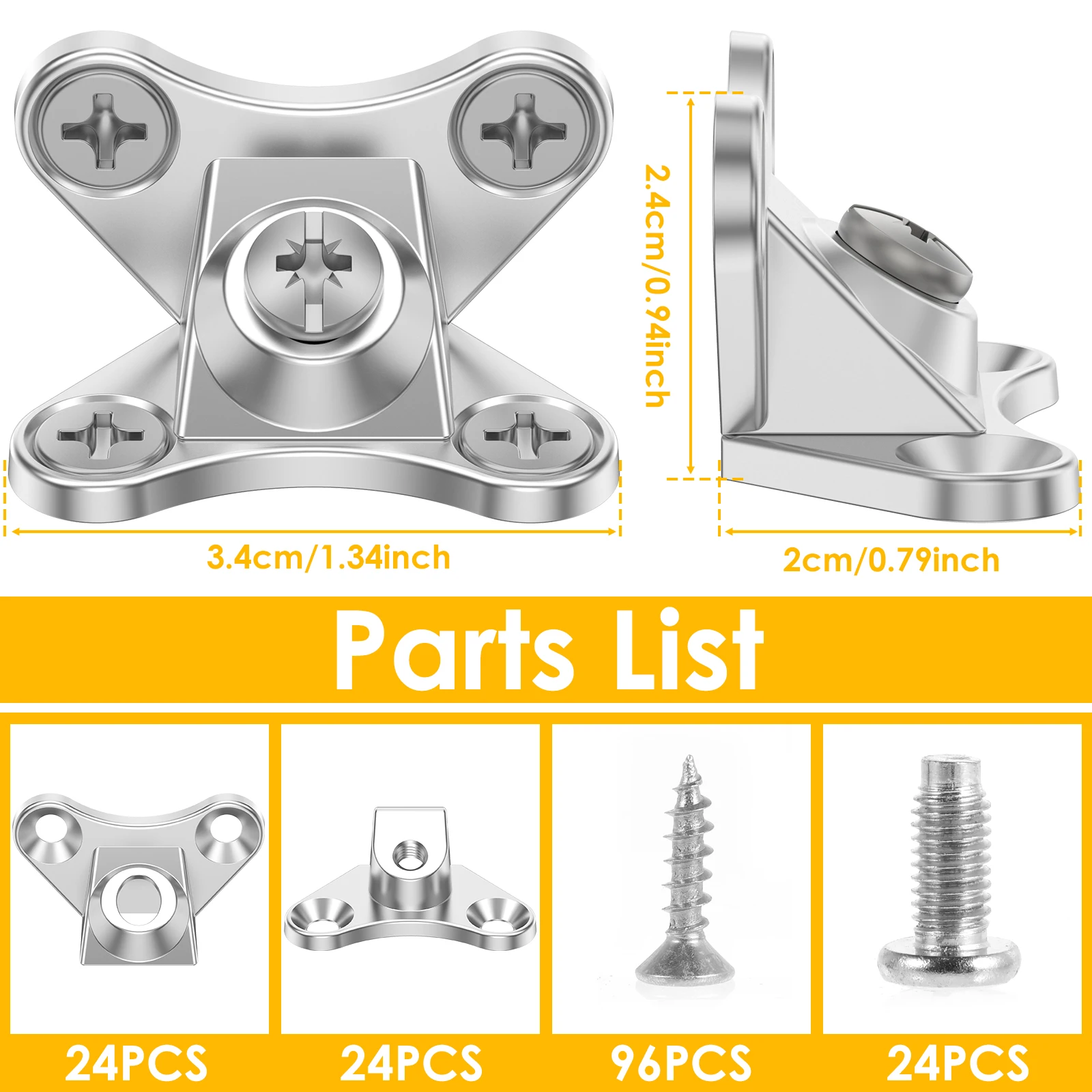 24Pcs Butterfly Corner Code Detachable Butterfly Corner Brace Alloy Right Angle L Bracket Fastener Support Connector for Cabinet