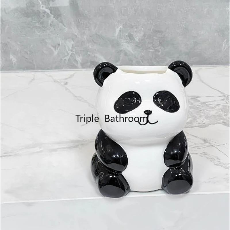 1pc Ceramic Panda Toothbrush Holder Toothpaste Storage Rack Ceramic Electric Toothbrush Base Bathroom Accessories Chinese Style