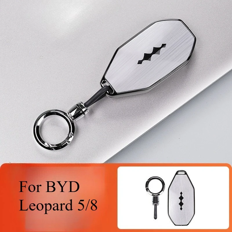 

For BYD Leopard 5/8 Smart Key Fob Case Cover – Zinc Alloy Metal Shell + Leather Premium Protection Keychain Pouch