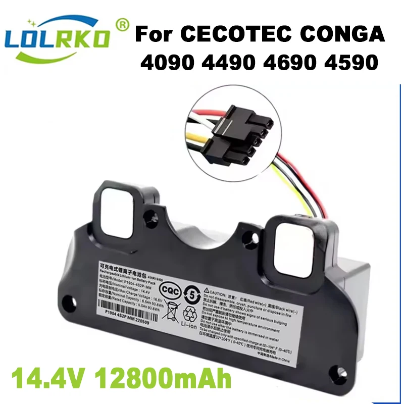 14.4/14.8v 12800mAh Replacement Battery For CECOTEC CONGA 4090 4490 4590 4690 Robot Vacuum Cleaner Accessories Spare Parts Tool