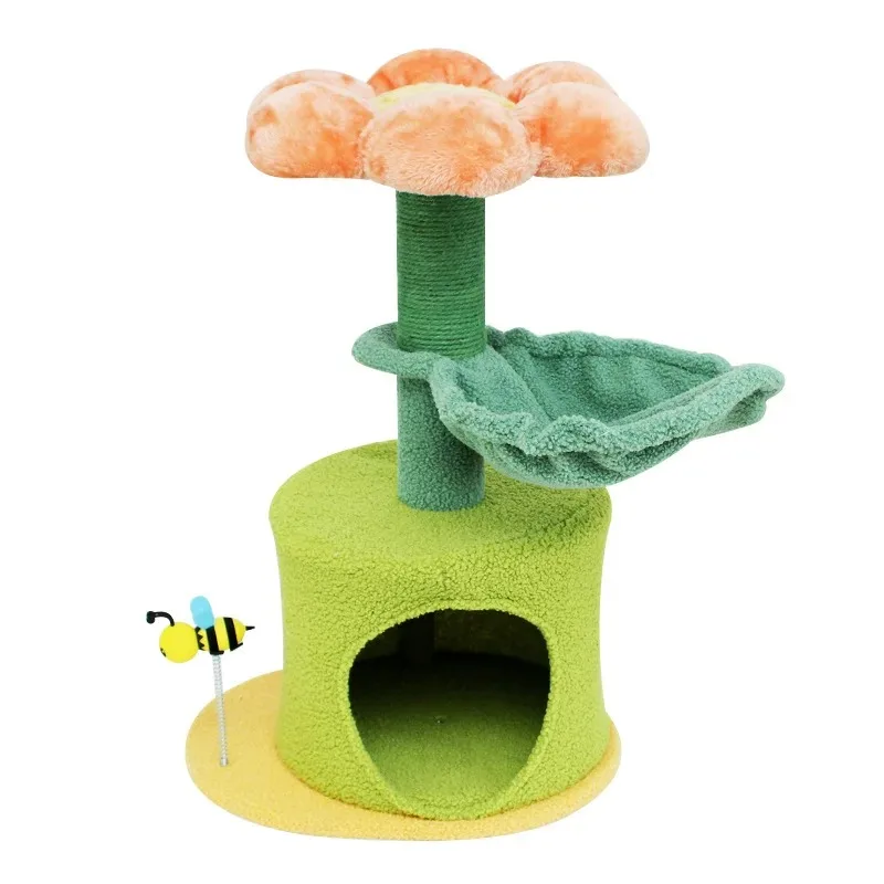 

Manufacture Sale High Quality Fashion Luxury Wood Material Sunflower Upgraded Cat Climbing Frame Tower Cat Tree House