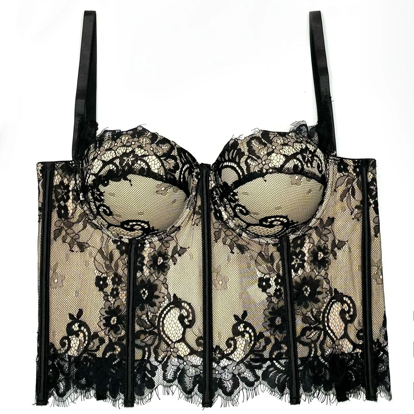 New Black Lace Halter Bra With Cutouts For Women Latex Chest Pads Shaping Strapless Top Wire-Free Backless Inner Tank Top