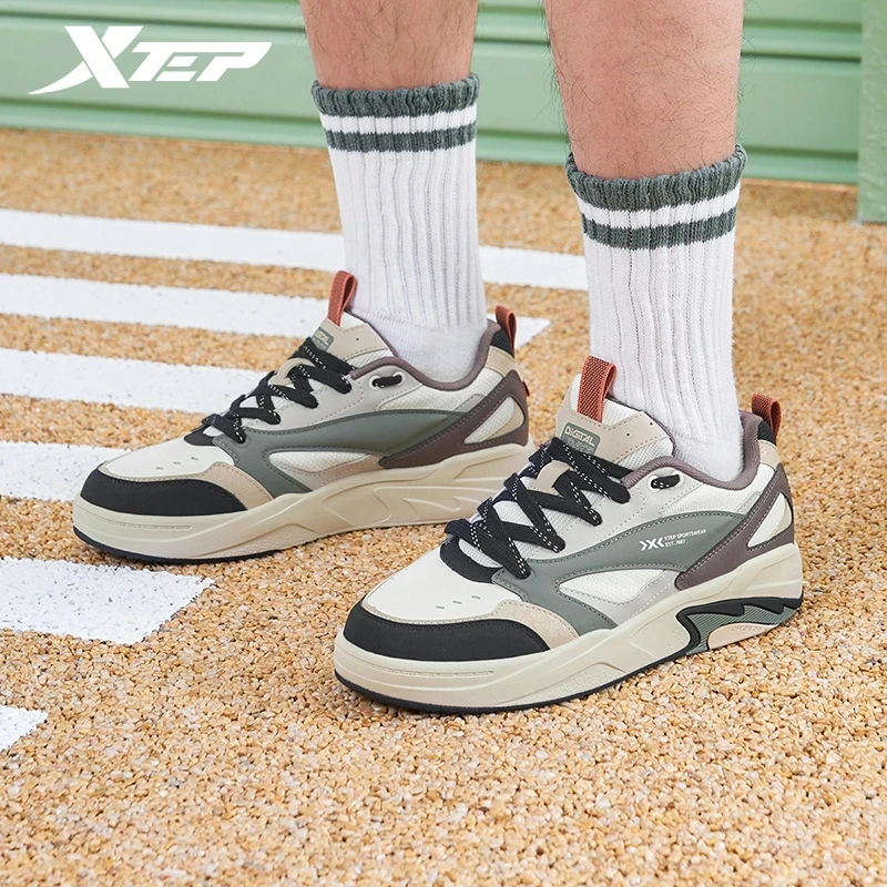 Xtep Skateboarding Shoes For Men 2024 Spring Street Stability Men's Sports Shoes Vintage Fashion Outdoor Sneakers 976119310043