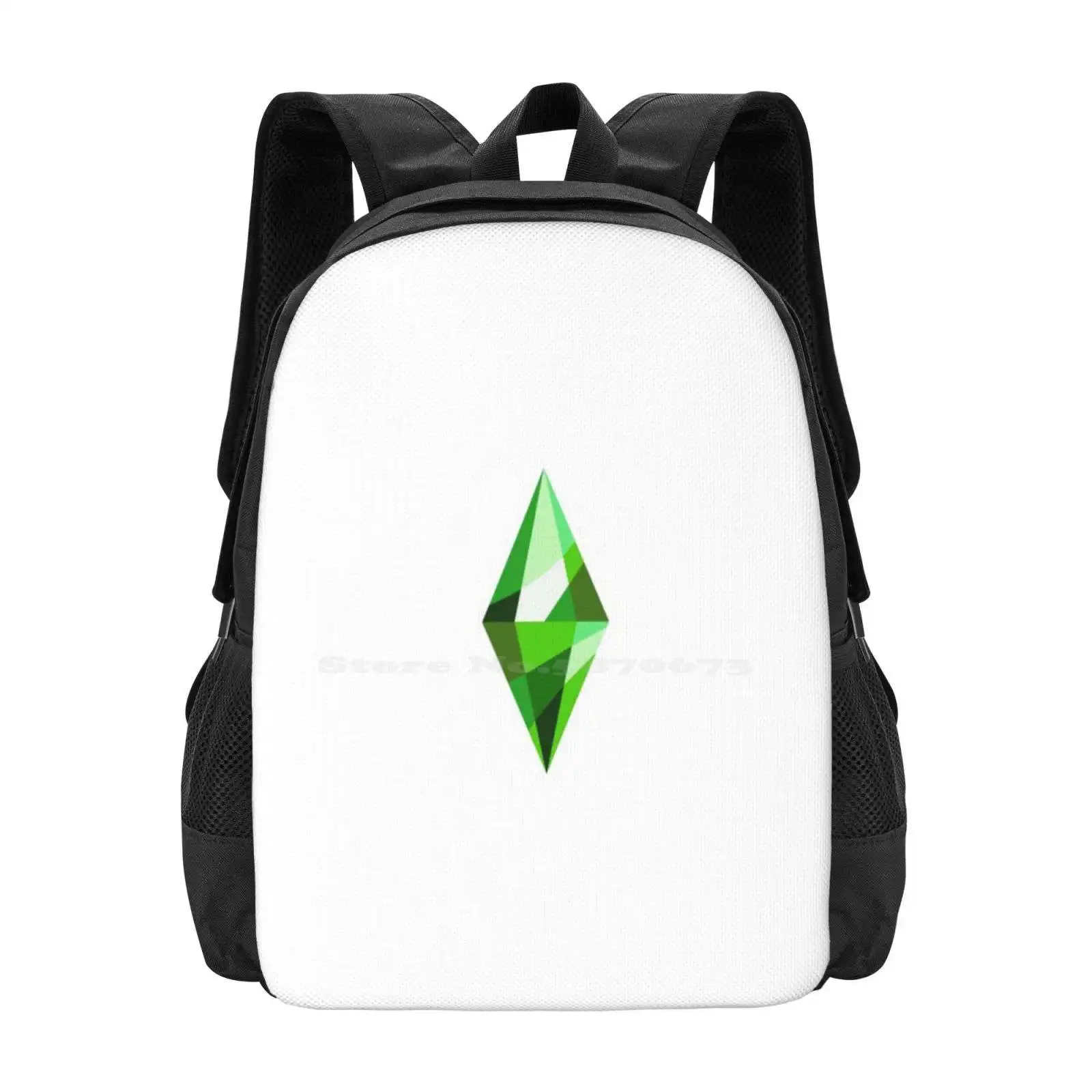 Mochila escolar con diseño de plumbbob, mochilas con diseño de patrón de Los Sims 4, actualización de los Sims 4, Happy Sims 3, Gaming Gamer