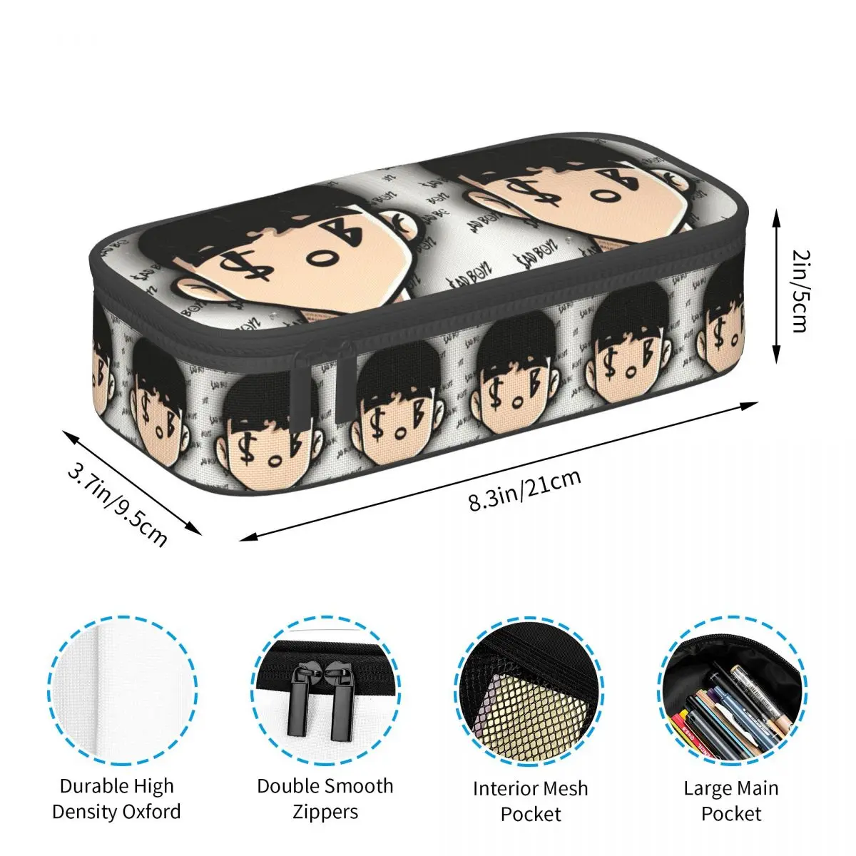 Junior H Sad Boyz Corridos Tumbados Mexico Pencil Case Pen Holder Storage Stationery Supplies Pen Box Pencil Bag for Students