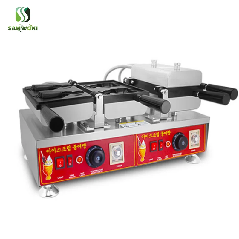 Machine à gaufres en forme de poisson, machine exécutive Taiyaki, crème glacée, bouche ouverte, machines de è Taiyaki saupoudrer, 220V, 110V