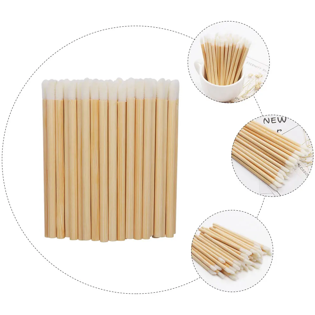 

100pcs Disposable Lip Brush Stick Lipstick Applicator Flocking Gloss Beginner Professional Beauty Salon Home Use Plastic Pile