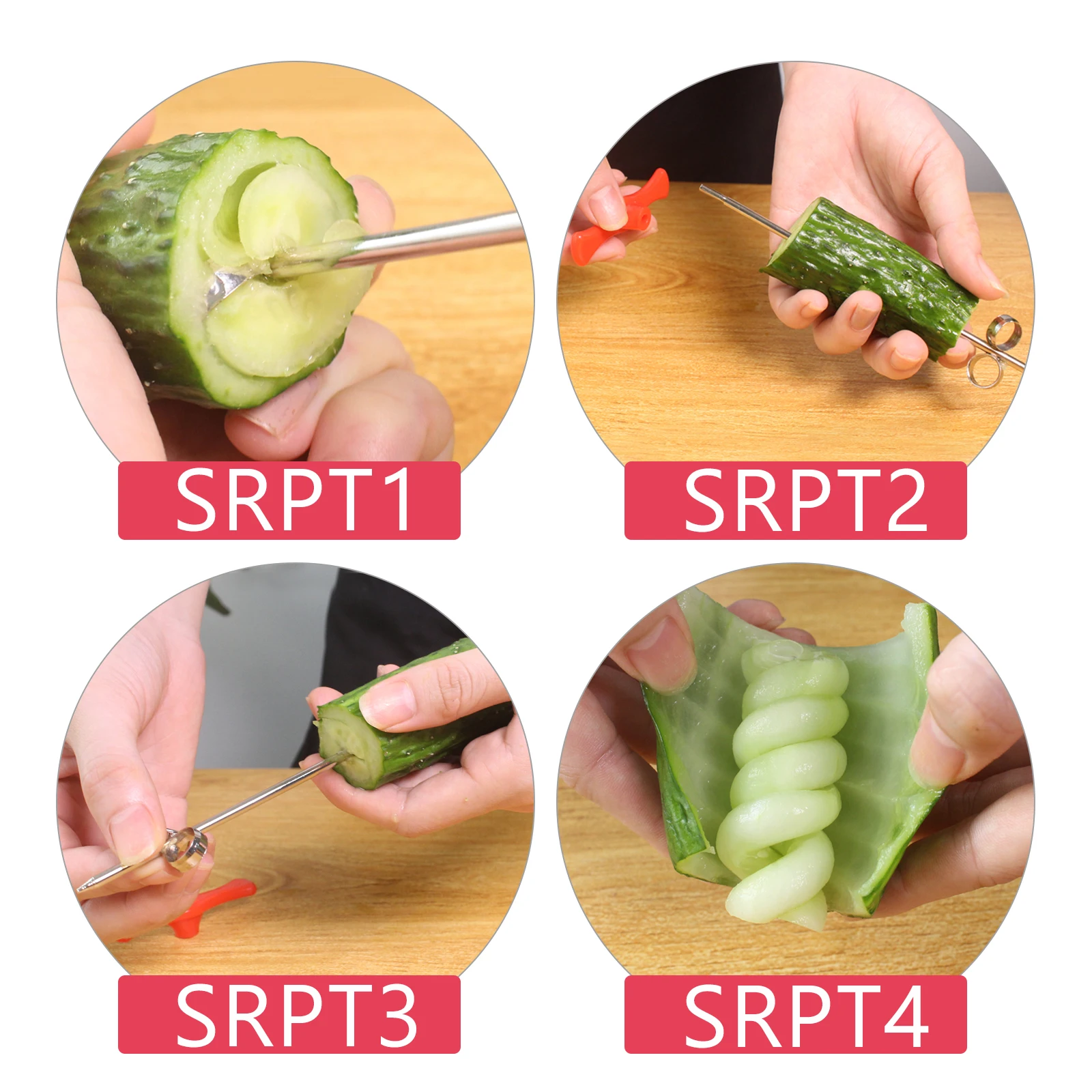 

Stainless Steel Coils Vegetable Cucumber Slicer Red Carving Tool Lightweight Kitchen Gadgets For Home Use