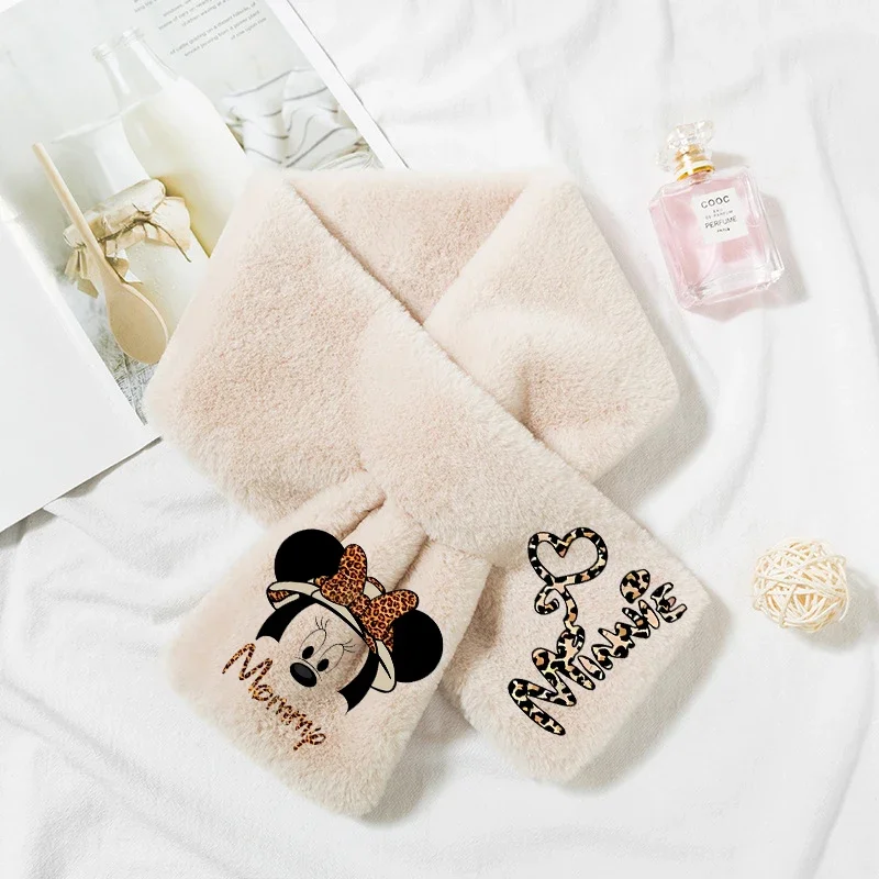 ديزني ميكي ميني ماوس وشاح قطيفة شتاء دافئ شخصيات كرتونية الرقبة الأوشحة سميكة منديل محشوة الاطفال النساء الرجال هدية