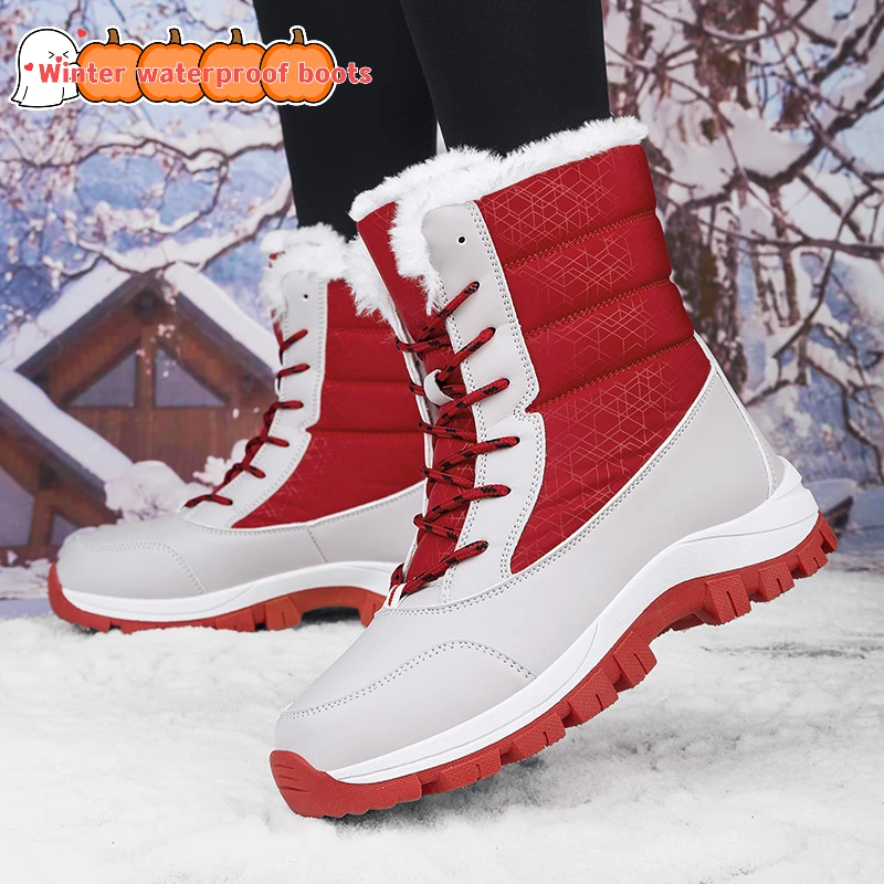 2023 Snow Boots Women Cotton Plush Warm Ankle Boots Women Shoes Height Increasing Platform Casual Fur Shoes Waterproof Botas