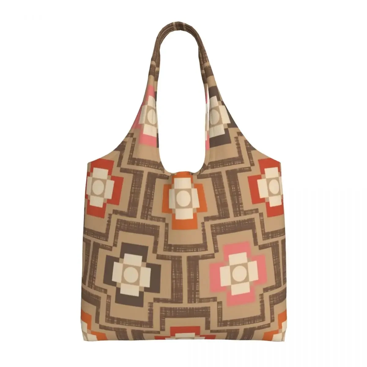 Custom Flower Foular Camel Grocery Shopping Bag Canvas Shopper Shoulder Tote Bag Capacity Washable Orla Kiely Bags Photography